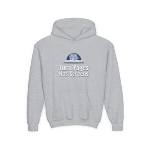 Youth Hoodie - "Turn Pages Not Screens" Reading Pride Sweatshirt