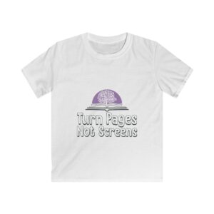 Kids Tee — "Turn Pages Not Screens" Reading Advocate Shirt