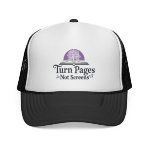 Turn Pages Not Screens Trucker Cap — Reading Advocate Mesh Hat